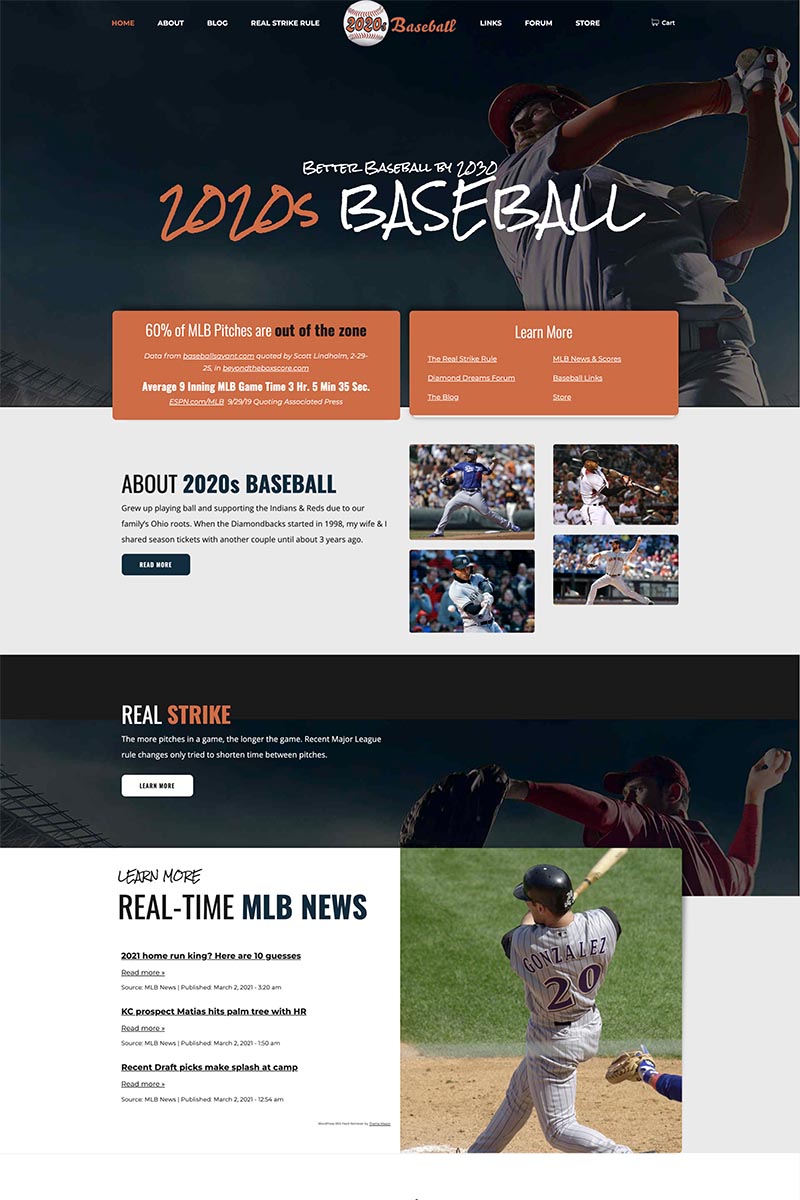 2020s Baseball website example