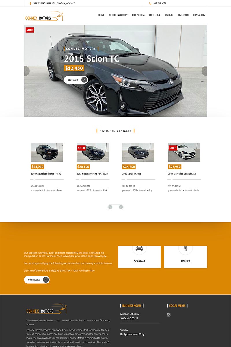 Connex<br>Motors website example