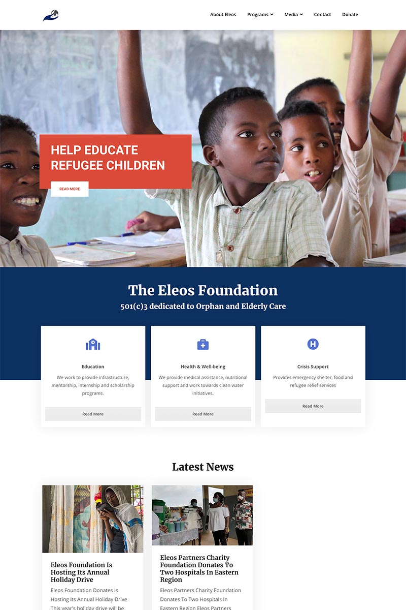 Eleos Foundation website example