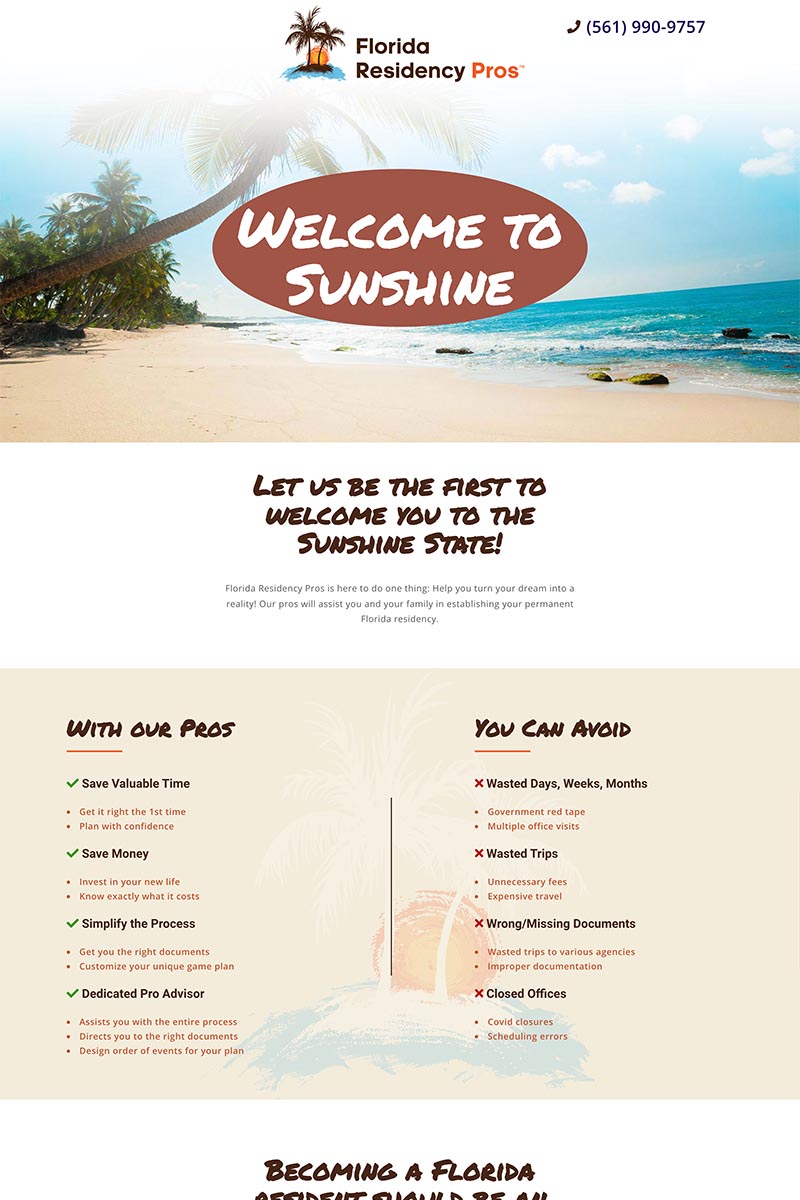 Florida<br>Residency<br>Pros website example