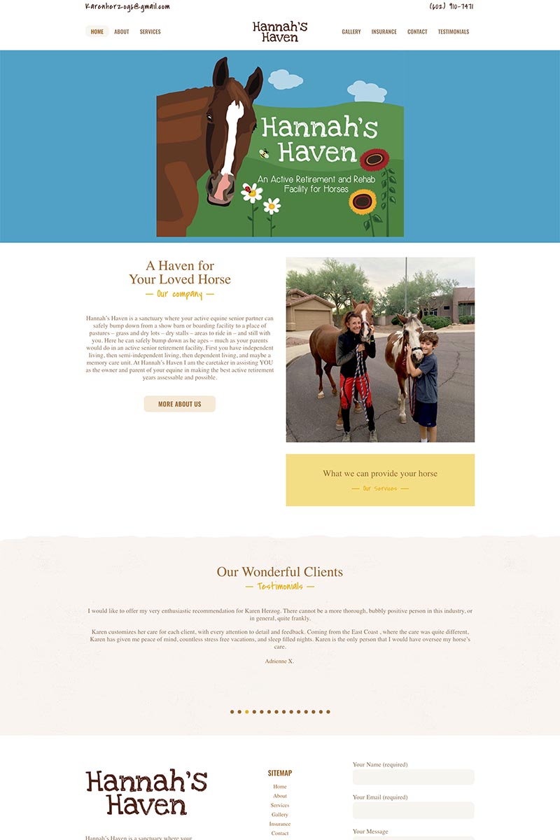 Hannah's<br>Haven website example