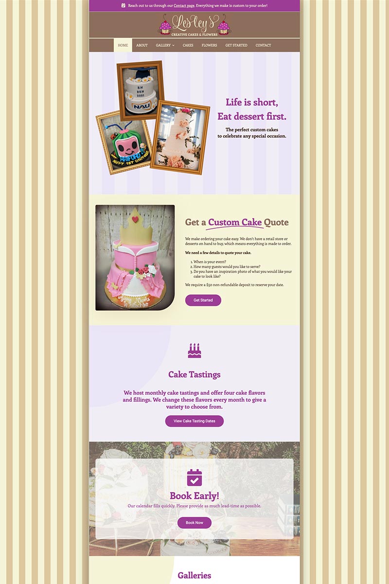 lesleys creative cakes homepage