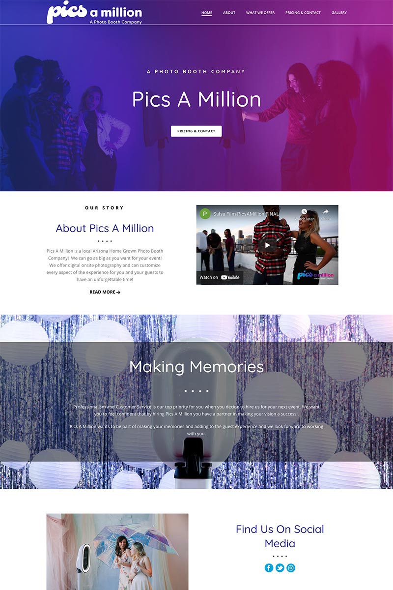 Pics a<br>Million website example